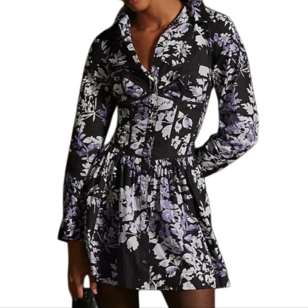 Anthropologie Mini Dress Floral Women's Size 2 Regular